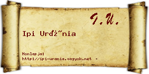 Ipi Uránia névjegykártya